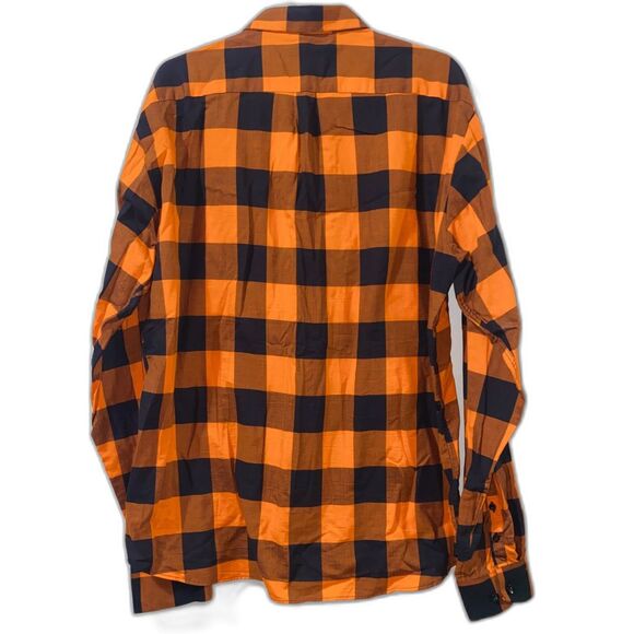 Jared Lang After Hours Mens Button Down Buffalo Plaid Shirt Orange Size 2XL - Picture 3 of 6